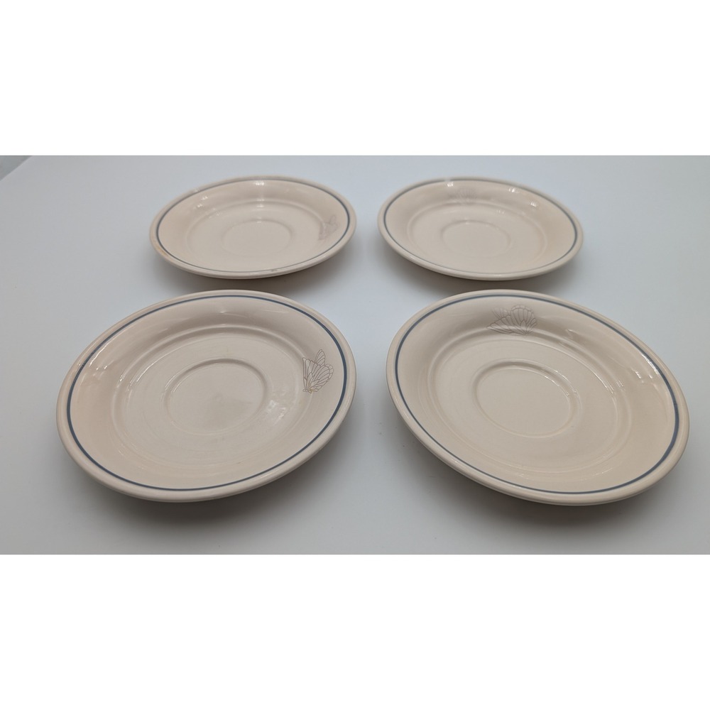 Keltcraft Noritake Kilkee Saucers Set of 4 Butterfly Blue Rim Ireland 9109